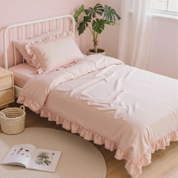Twin Comforter Set 5 Piece,Ruffle Bed in a Bag Twin Bedding Sets