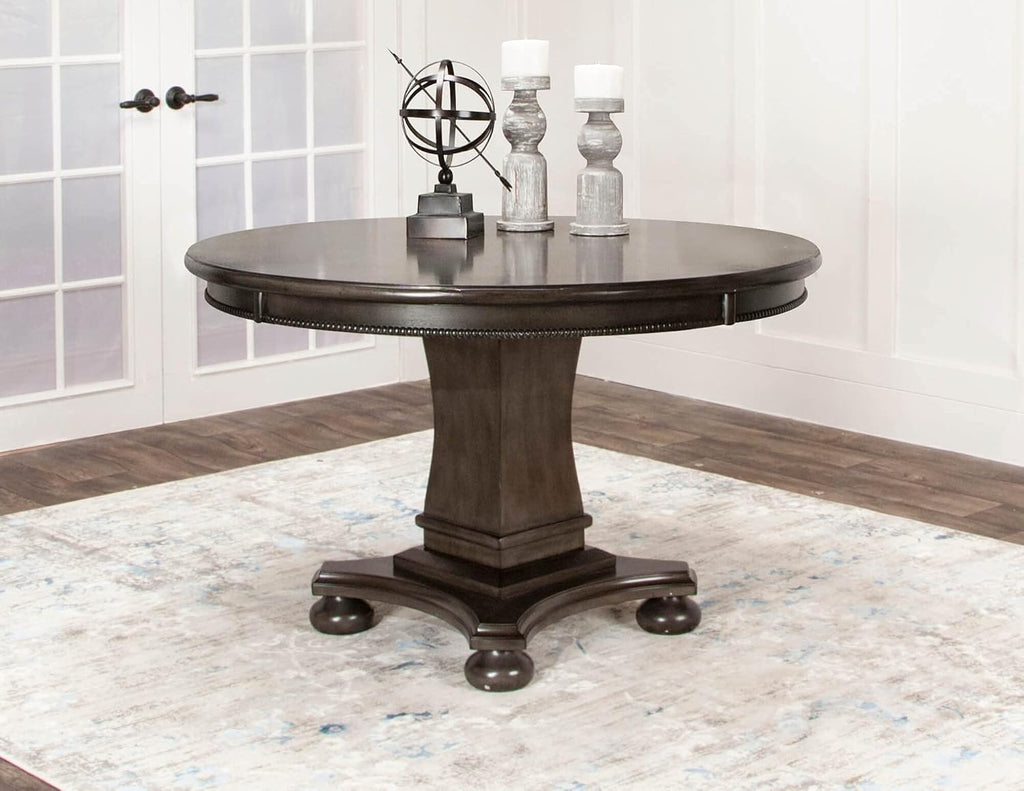 Dining and Poker Table, 2 in 1 Game, Gray/Black/Off-white