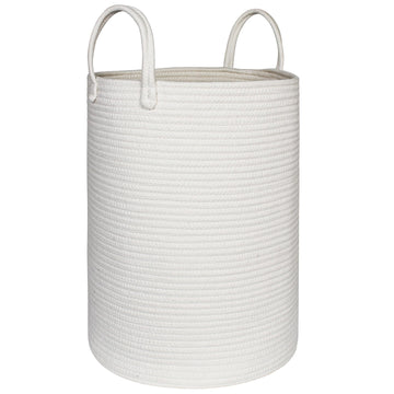 Large White Laundry Basket, 80L Tall Blanket Basket Living Room, Cotton Rope Toy Bin for Organizing, XL Woven Baby