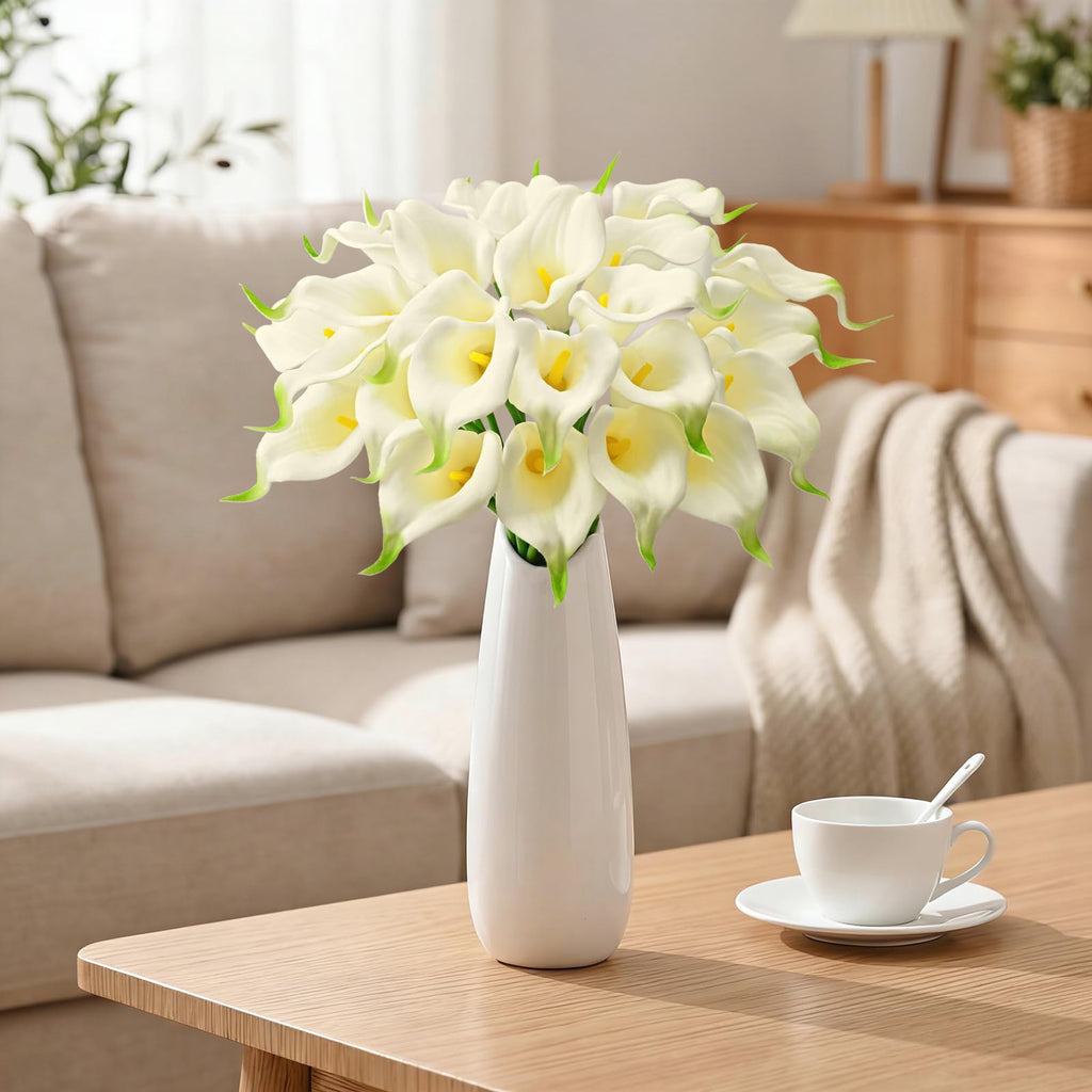 36 Pcs Creamy White Calla Lily Artificial Flowers Wedding Bouquet