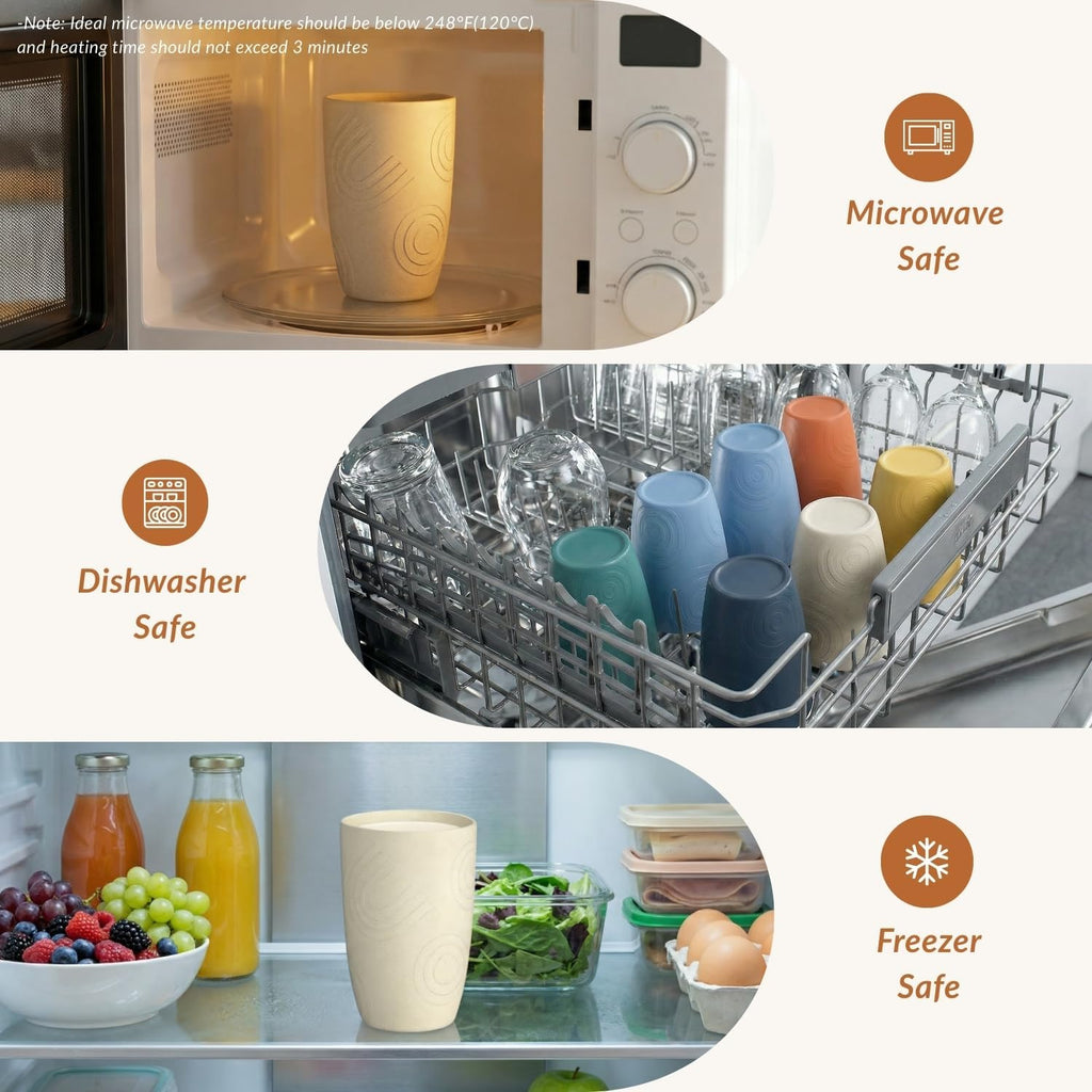 Plastic Cups Alternatives Unbreakable Drinking Glasses Wheat Straw Cup Sets Camping Party RV Stackable Water Tumblers