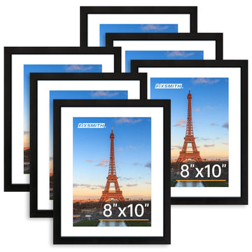 8x10 Picture Frame Set of 6, Photo Frame Bulk with HD Plexiglass, Display Pictures 5x7 with Mat or 8x10 Without Mat