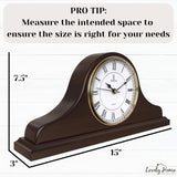 Mantel Clock Battery Operated - Wooden Mantle Clock - 15x7.5 - Silent, Made of Real Wood & Easy to Read