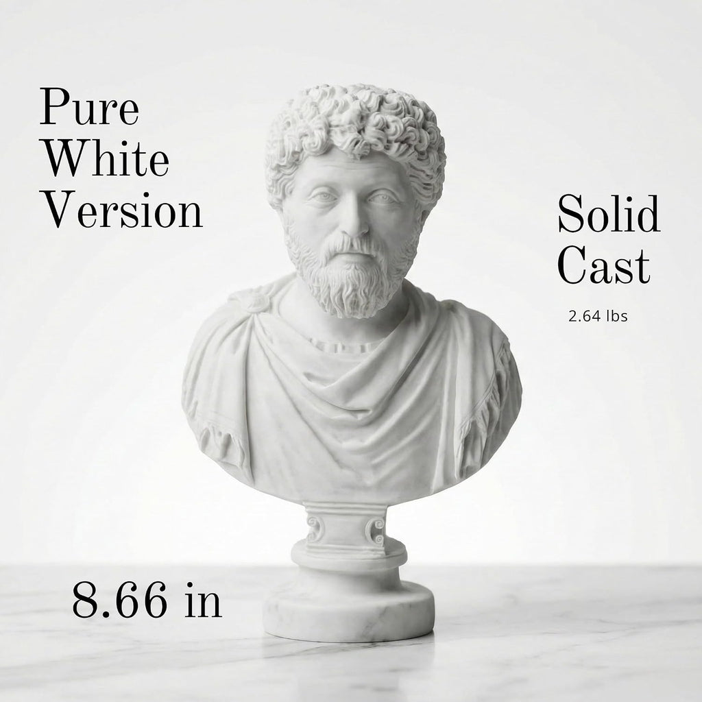 Marcus Aurelius Bust - Elegant Marble Statue Decor and Philosophy Book Collections | Inspirational for Stoicism and