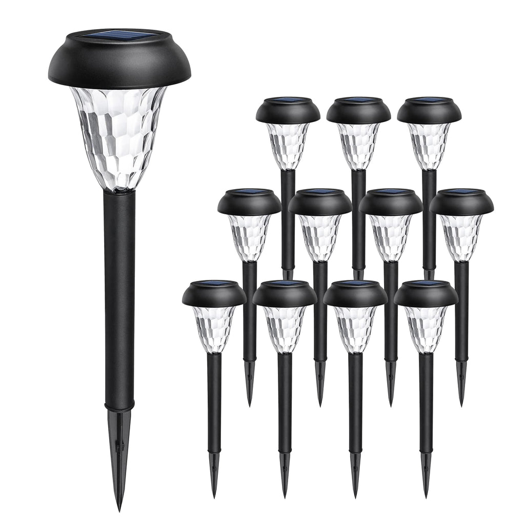 Solar Lights Outdoor Waterproof Pathway Lights, 12 Pack Cold White