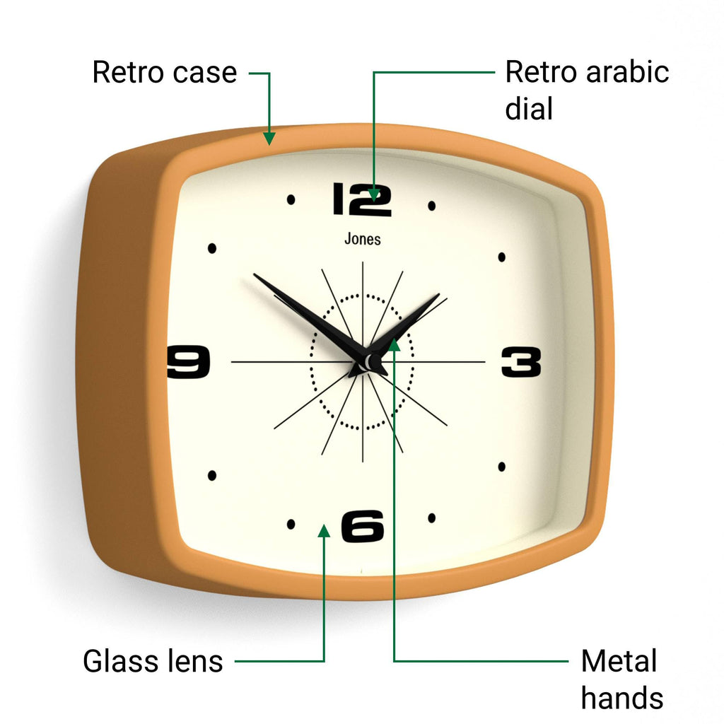 Movie wall Clock | Rectangular Retro Clock | 10" | Yellow