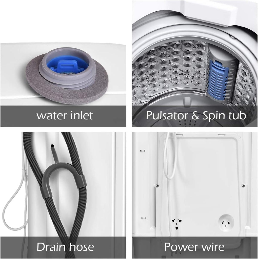 Portable Washing Machine, Full Automatic Washer and Dryer Combo, with Built-in Pump Drain 8 LBS Capacity Compact