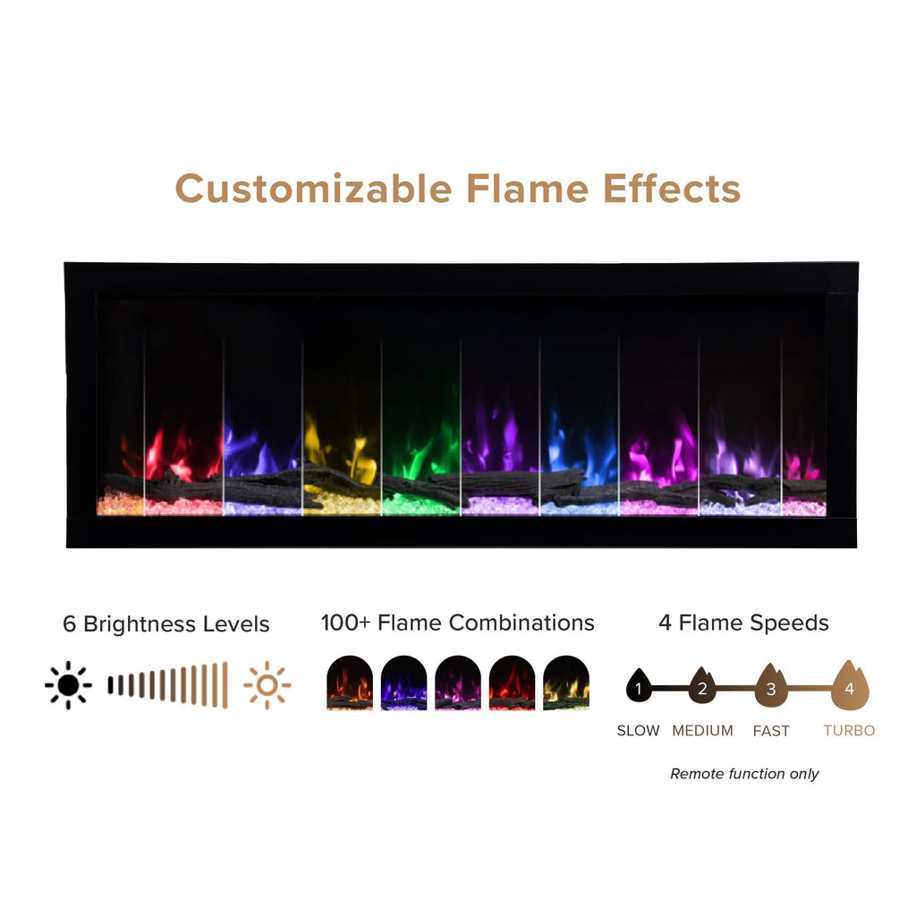Highmark 50 Inch Smart Linear Electric Fireplace - Premium Flame with 10 Colors, Sleek Hidden Vent Design, Install