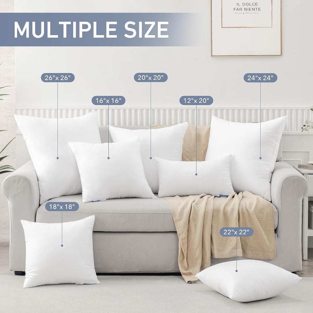 20x20 Throw Pillow Inserts, Pillow Forms for Couch - Set of 2