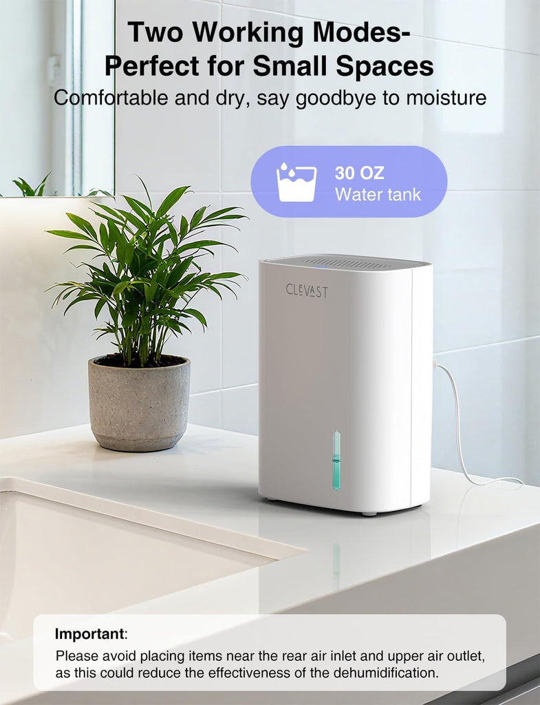 Small Dehumidifier for Home, 30oz Quiet Mini Dehumidifier for Bathroom, Bedroom & Closet