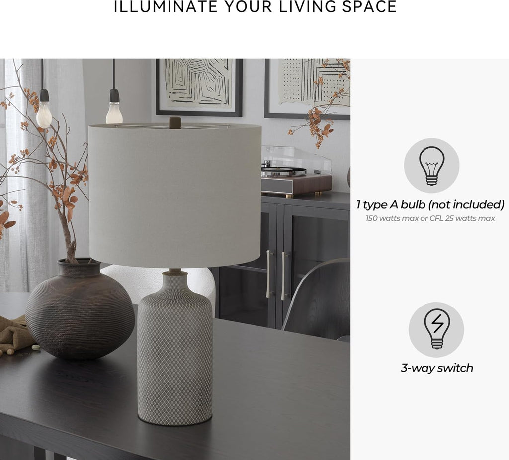 Signature Design by Ashley Linus Modern 25" Ceramic Table Lamp, Natural Stone Finish