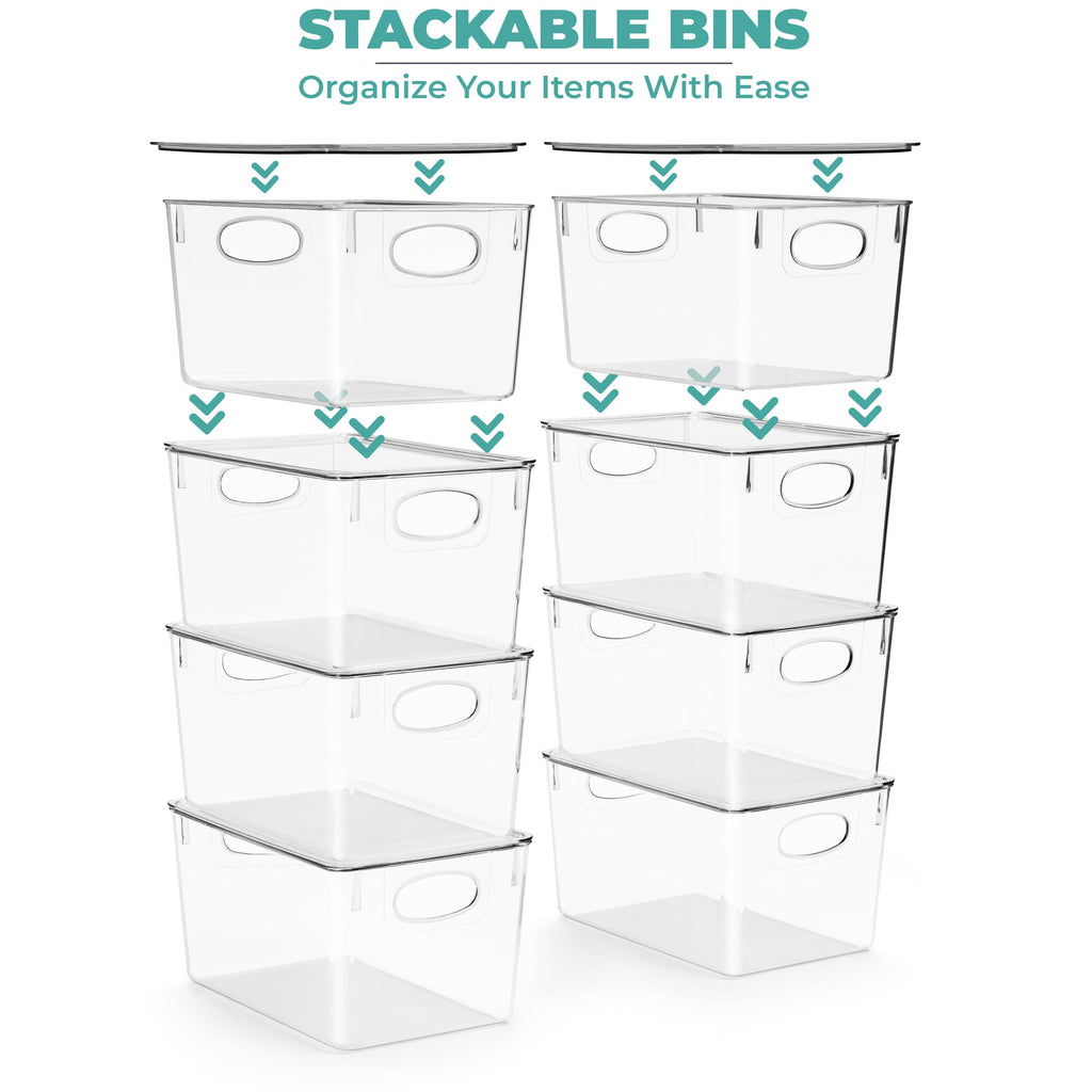 Clear Toy Storage Bins with Lids, Stackable (Large, 8 Pack)