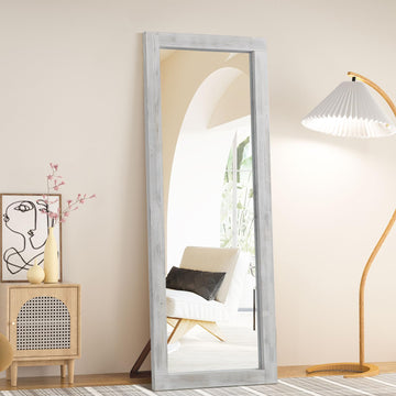 Rustic Farmhouse Full Length Mirror, 64"x21" Wood Floor Mirror