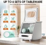 Portable Countertop Dishwasher, Mini Dishwasher Table Top Dishwasher w/5L Built-in Water Tank, 5 Washing Programs