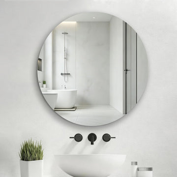 30 Inches Round Bathroom Medicine Cabinet, Frameless Circle Mirror Cabinet Wall Mounted Cabinet with Surface Mount