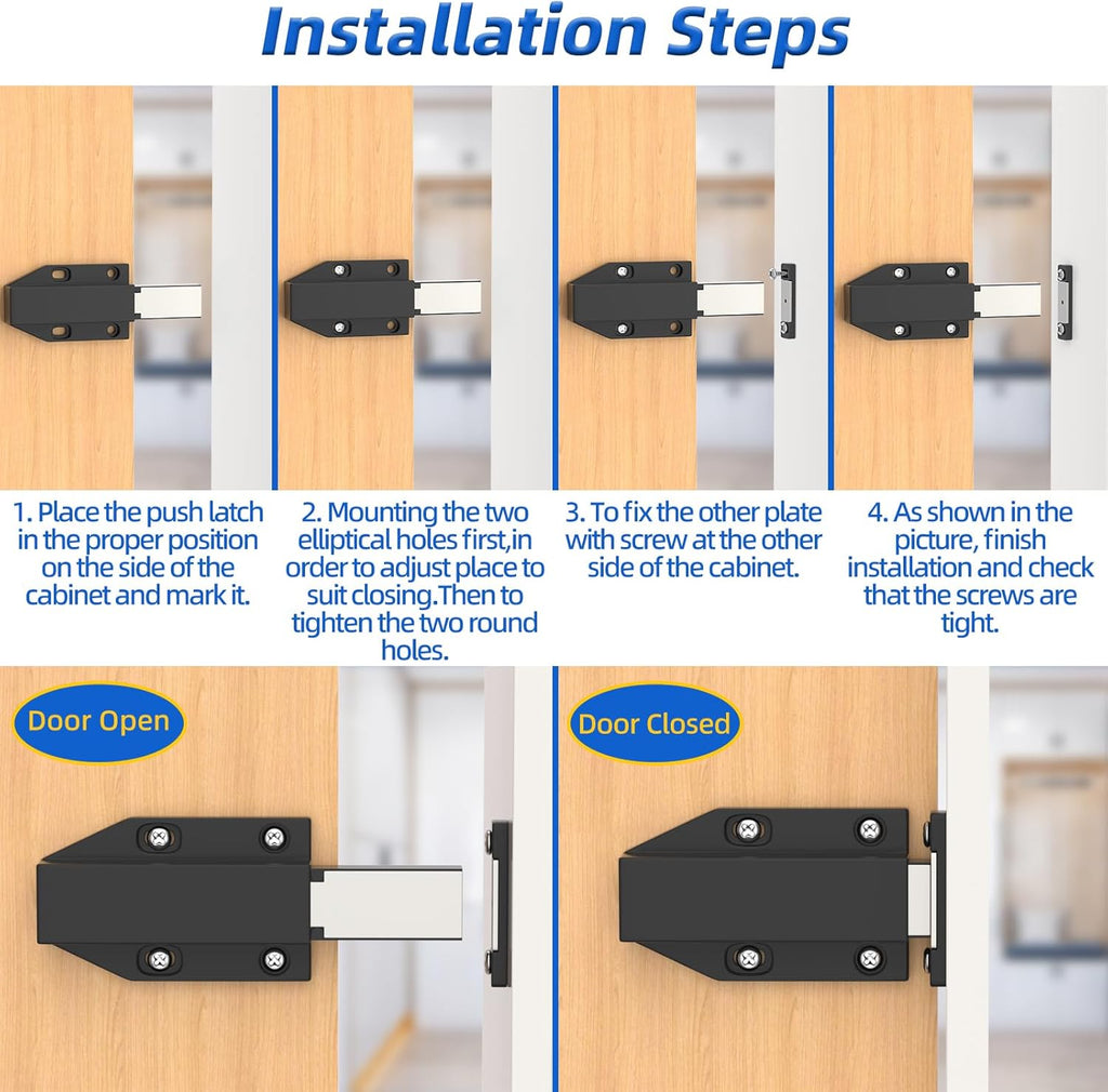 Touch Latch Heavy Duty Push Open Cabinet Hardware Magnetic Push Spring Latch for Large Door Release Latch Pop up Hidden