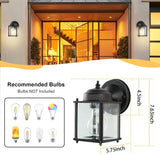 Outdoor Porch Lights Sconce, Black Exterior Lighting Fixtures Waterproof, Wall Light Fixture with E26 Socket & Glass Shade, Modern Outdoor Lanterns for Patio Front Door A123-B0F13182ZD