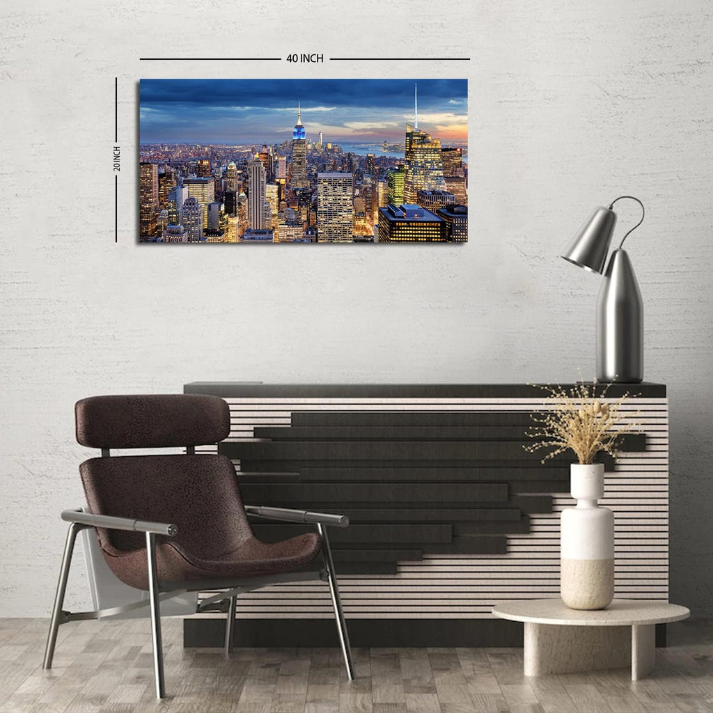 New York City Wall Art NYC Skyline Pictures Wall Decor Living Room Manhattan Skyline Poster Modern Skyscraper Canvas