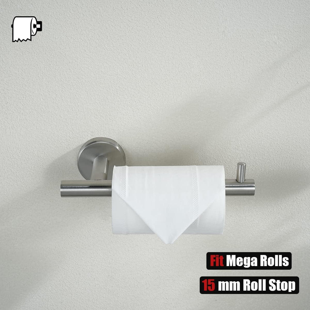 Bath Hardware Towel Bar Accessory Set, 5-Piece Bathroom Accessories Fixtures Set Brushed Finished Wall Mount Includes