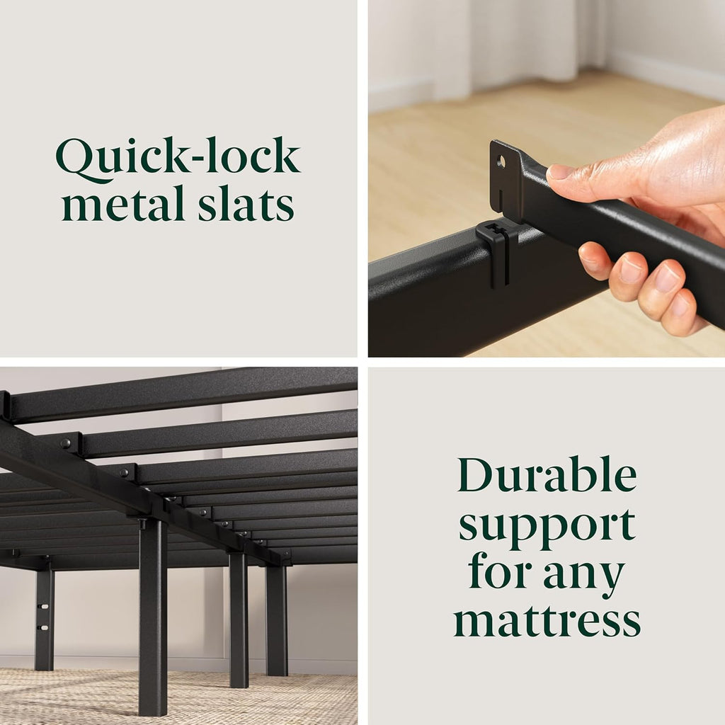 14 Inch Elias Metal Platform Bed Frame, Steel Support, No Box Spring Needed, Easy Assembly, Full
