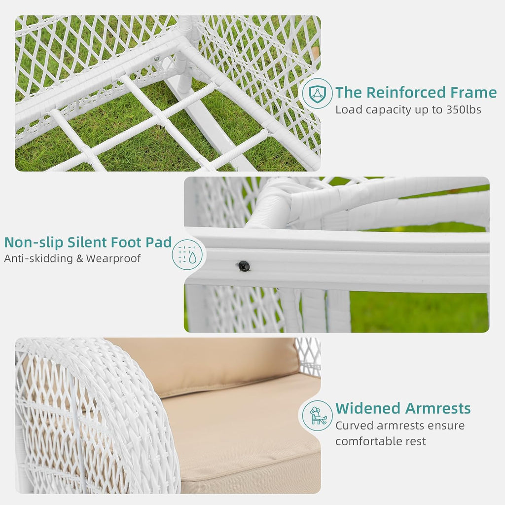 Outdoor Wicker Rocking Chair, Rattan Patio Rocker Chairs with Cushions and High Back, All-Weather Patio Wicker Chair