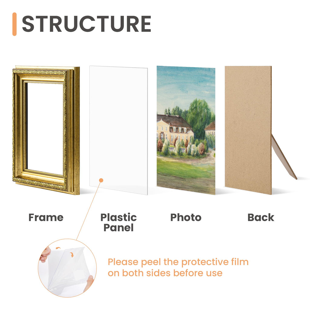Vintage 8x10 Picture Frame, Antique Gold Frames, 2 Pack