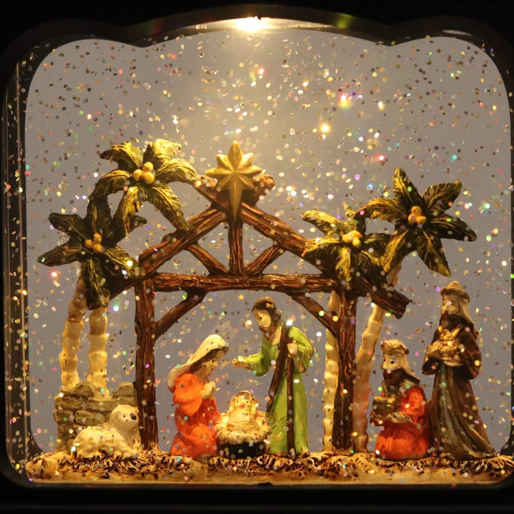 Christmas Musical Snow Globe Lantern with 6 Hour Timer