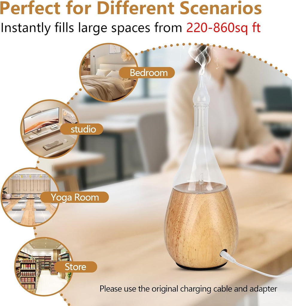 Essential Oil Diffuser Humidifiers, 7 Colors Light Setting, Quiet Diffuser, Small Aromatherapy Diffuser with Wood