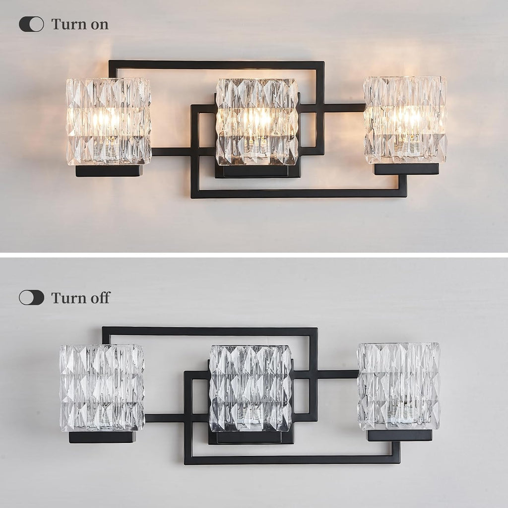 Bathroom Light Fixture Vanity Lighting Fixtures Over Mirror 3 Lights Matte Black Wall Mount Metal Hardwired Bedroom