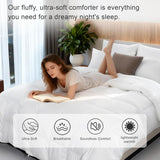 Luxury Goose Feather Down Fiber Comforter Queen, 300TC White Cotton Blended Duvet Insert
