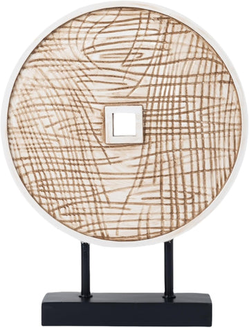 Unique Round Coin Sculpture Decorative Objects for Shelf Home Decor Accents, Modern Abstract Tabletop Decor Items