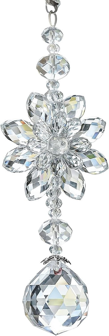 Clear Crystal Ball Flower Prism Suncatcher Car Mirror Charm Decor - Crystal Ball Flower Prism Suncatcher Charm Feng