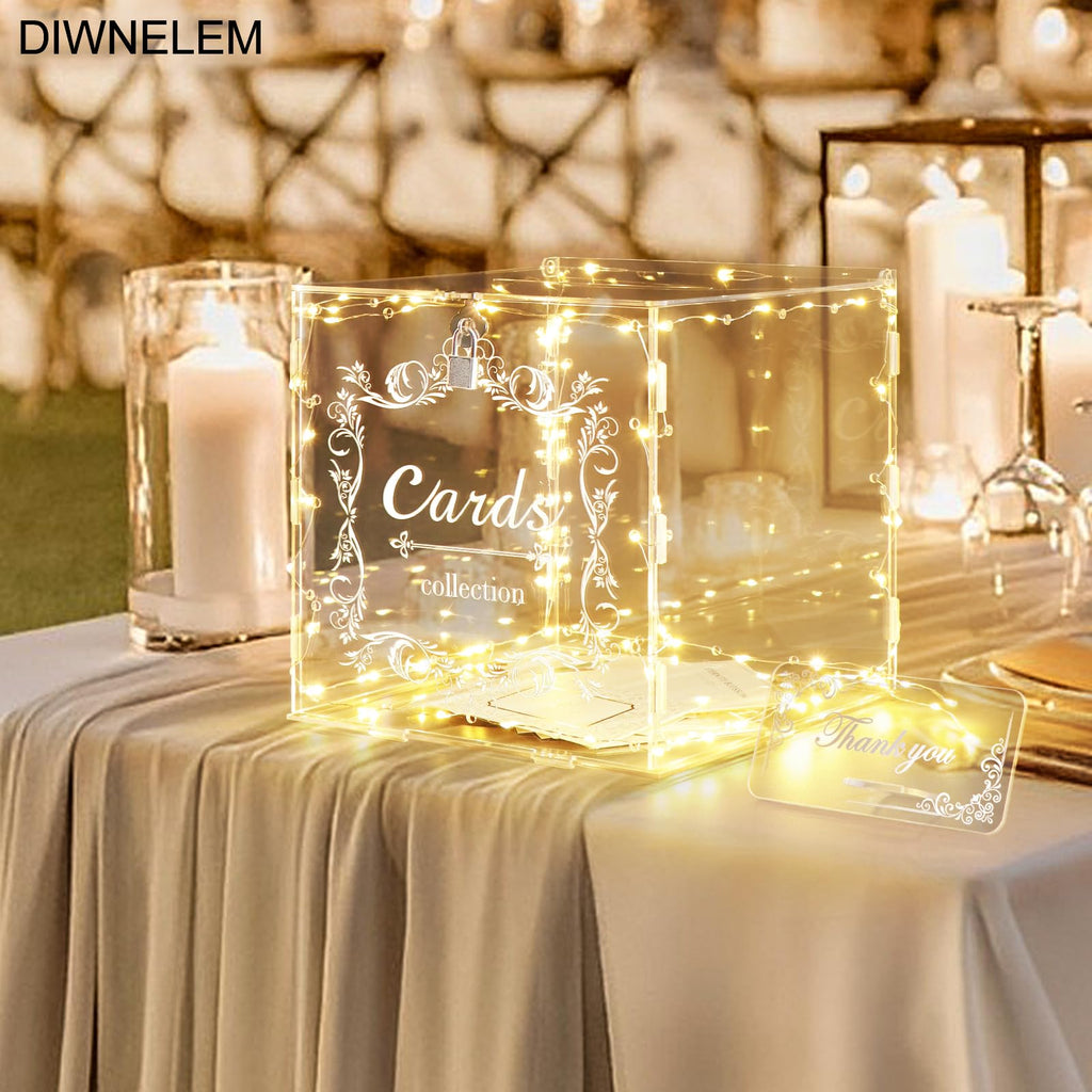 Acrylic Wedding Card Box with Lock Clear Large Letter Envelope Box Acrylic Wedding Gift Card Box Money Box for