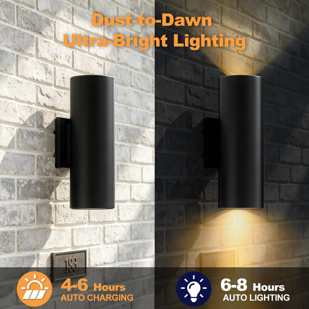 Solar Wall Lights Outdoor, Up & Down Modern Sconce Lights 2 Pack