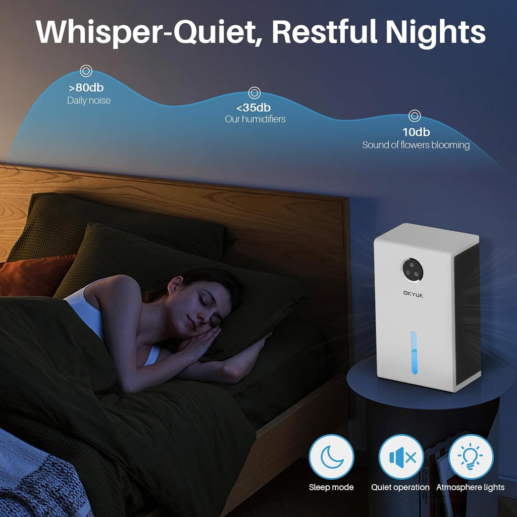 Dehumidifier, 95 oz dehumidifiers for home,1000 sq. ft Dehumidifiers for Bedroom with 7 Colors LED Light