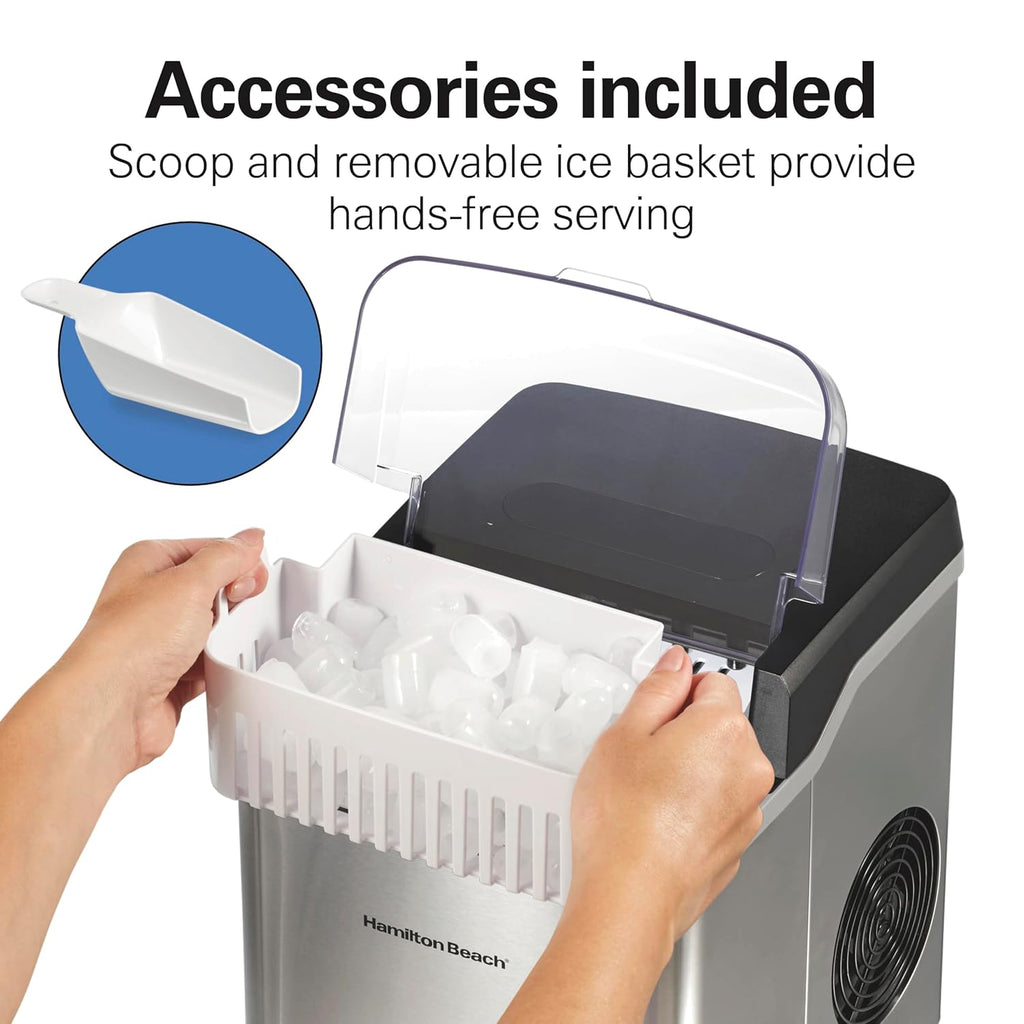 Bullet Countertop Ice Maker Machine, Makes 26 Lbs/Day, 9 Cubes Every 6 Minutes, Self-Clean Function , Makes 2 Sizes