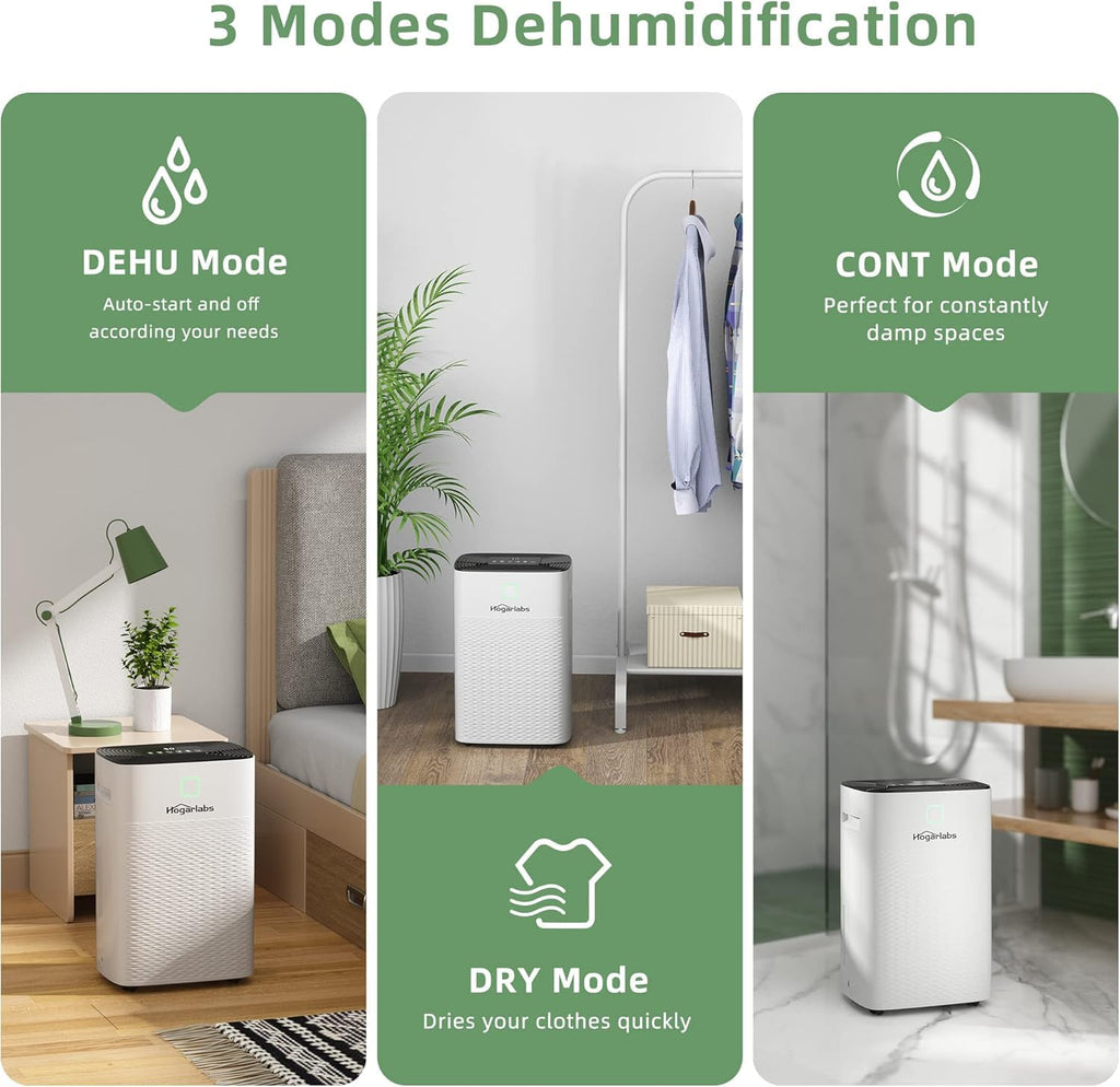 30 Pint Dehumidifiers for Home and Basements, with 3 Working Modes, Overflow Protection