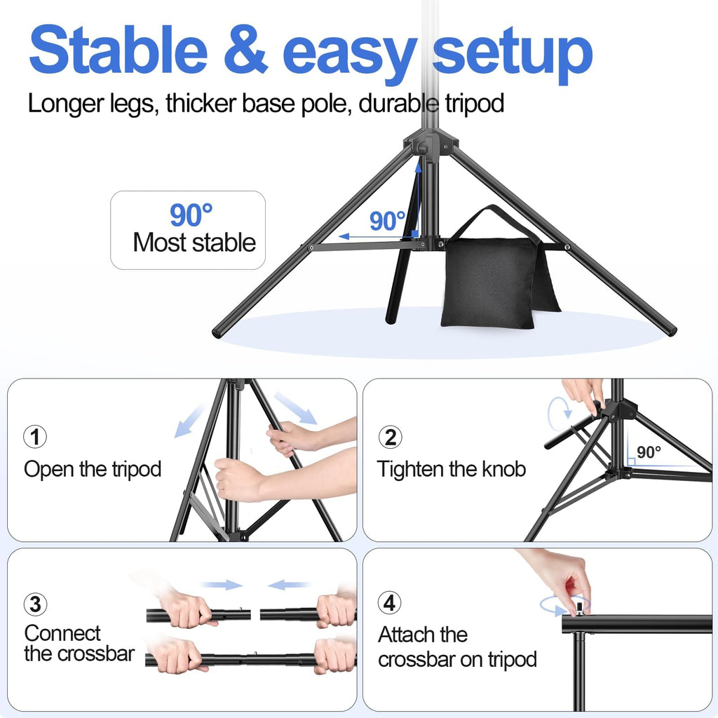 Backdrop Stand 10x7FT Adjustable Back Drop Stand for Party Photoshoot