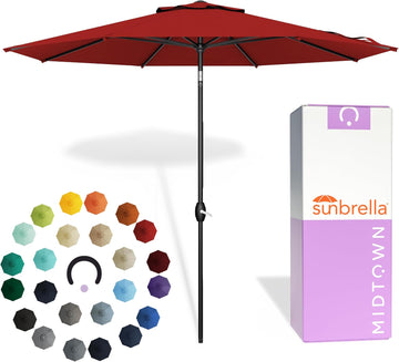 The Lean 9 Ft Patio Umbrella with Fade-Resistant Sunbrella Fabric