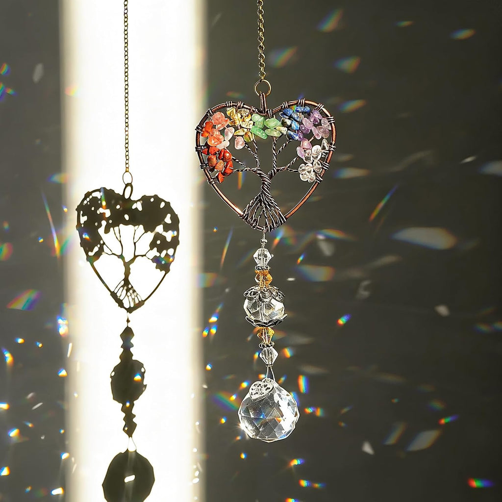 Tree of Life Heart Crystal Ball Prism Suncatcher Pendant Decor - Tree of Life Heart Shaped Crystal Ball Prism Pendant