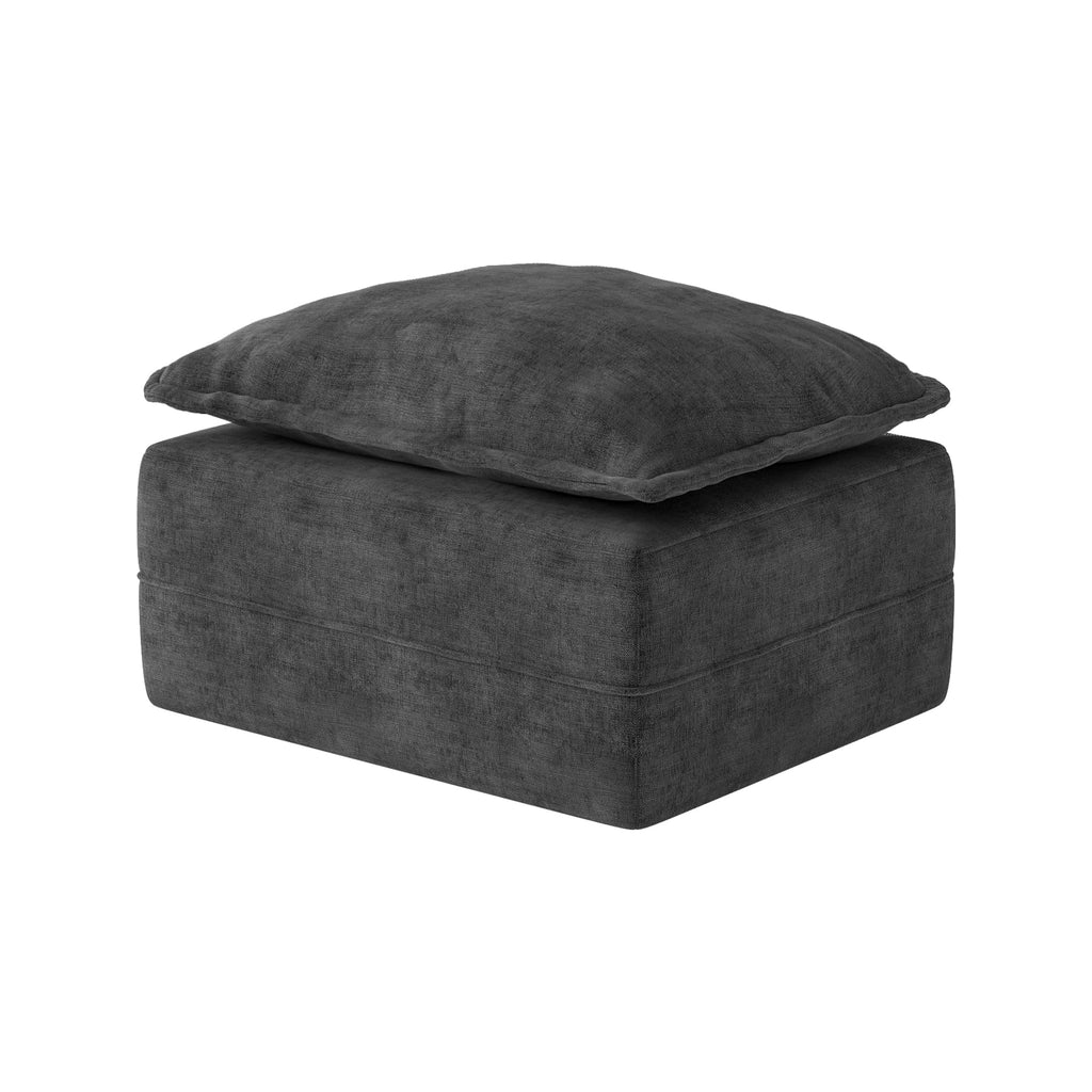 Cloud Memory Foam Ottoman Boneless Footrest for Couch Dark Grey
