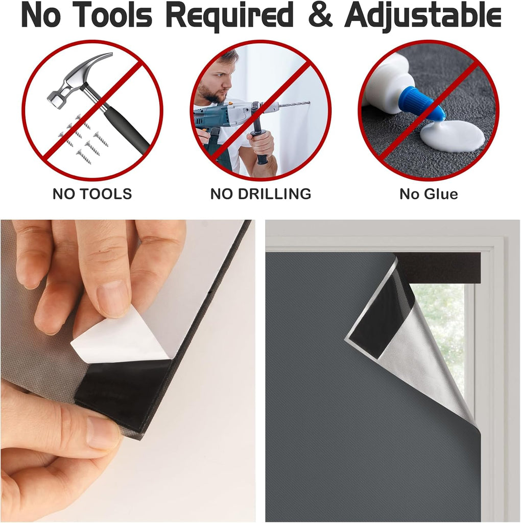Blackout Roller Window Shades, Cordless Blinds for Indoor Windows No Tools No Drill Pull Down Window Shades,Thermal