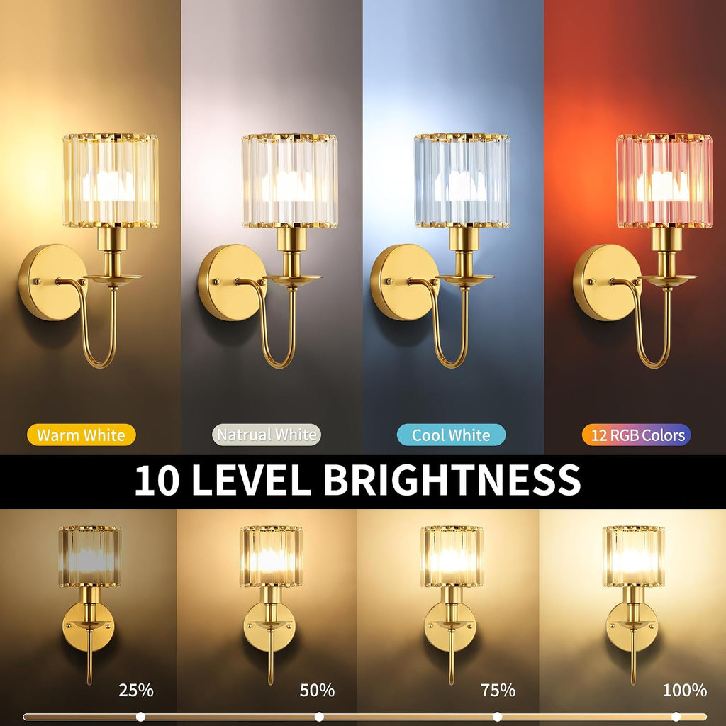 Battery Operated Wall Sconces set of Two,Wireless Wall Sconces with 5200 mAh Bulb and Remote,LED 15 Colors