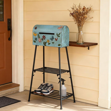 Mailboxes with Stand,Metal Mailbox and Stand Combination - Decorative Mailbox for Parcels, Envelopes & Garden Storage