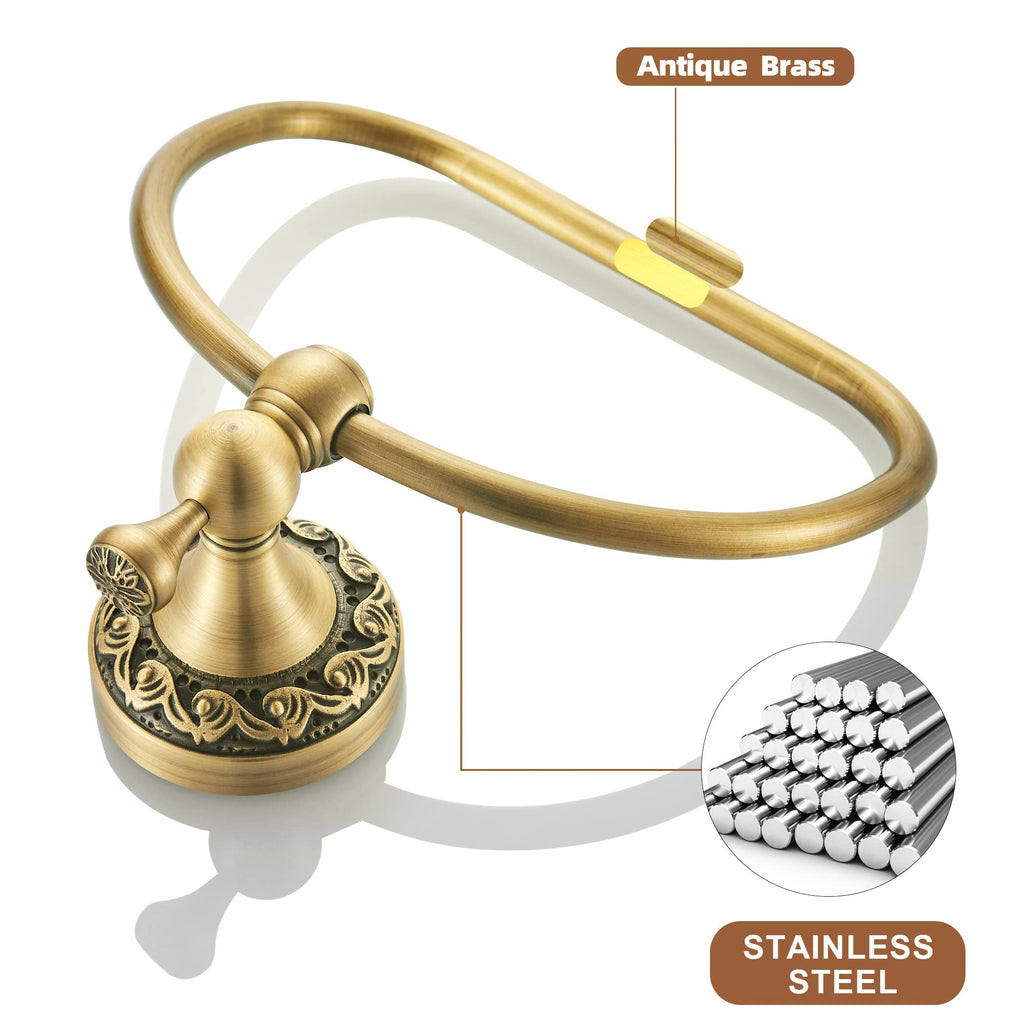 Brass Towel Ring, Antique Hand Towel Holder, Bathroom Hand Towel Rack Hanger Wall Mounted Retro Kitchen Accessories