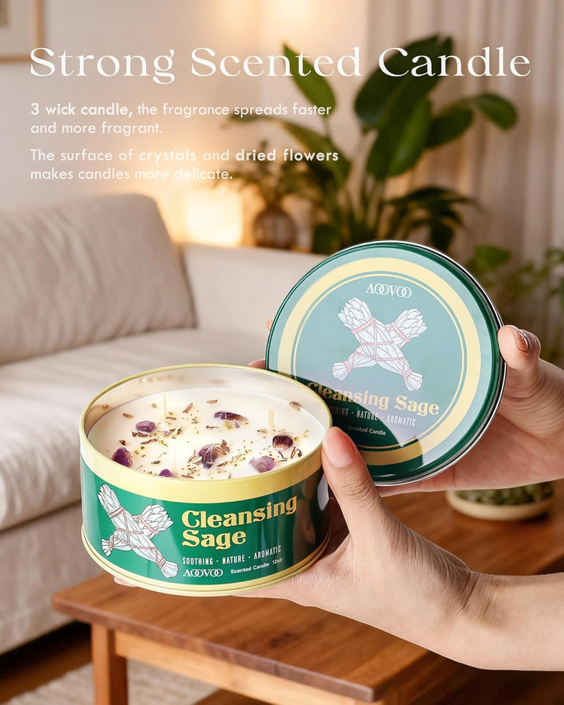 Sage Candle for Cleansing - 2 Pack Scented Candles - Set of 2