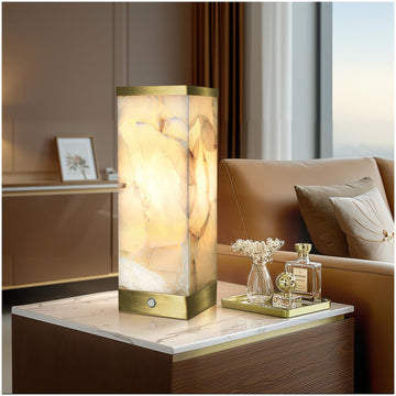 Modern Alabaster Rechargeable Cordless Table Lamp
