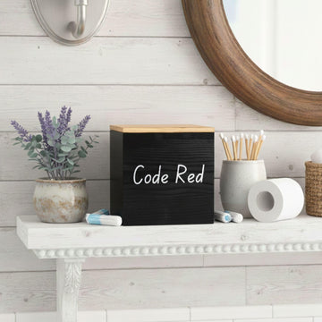 Tampon Holder | Feminine Product Organizer| Pad Container with Lid Black| Girls Stuff Storage Box Rustic Real Wood
