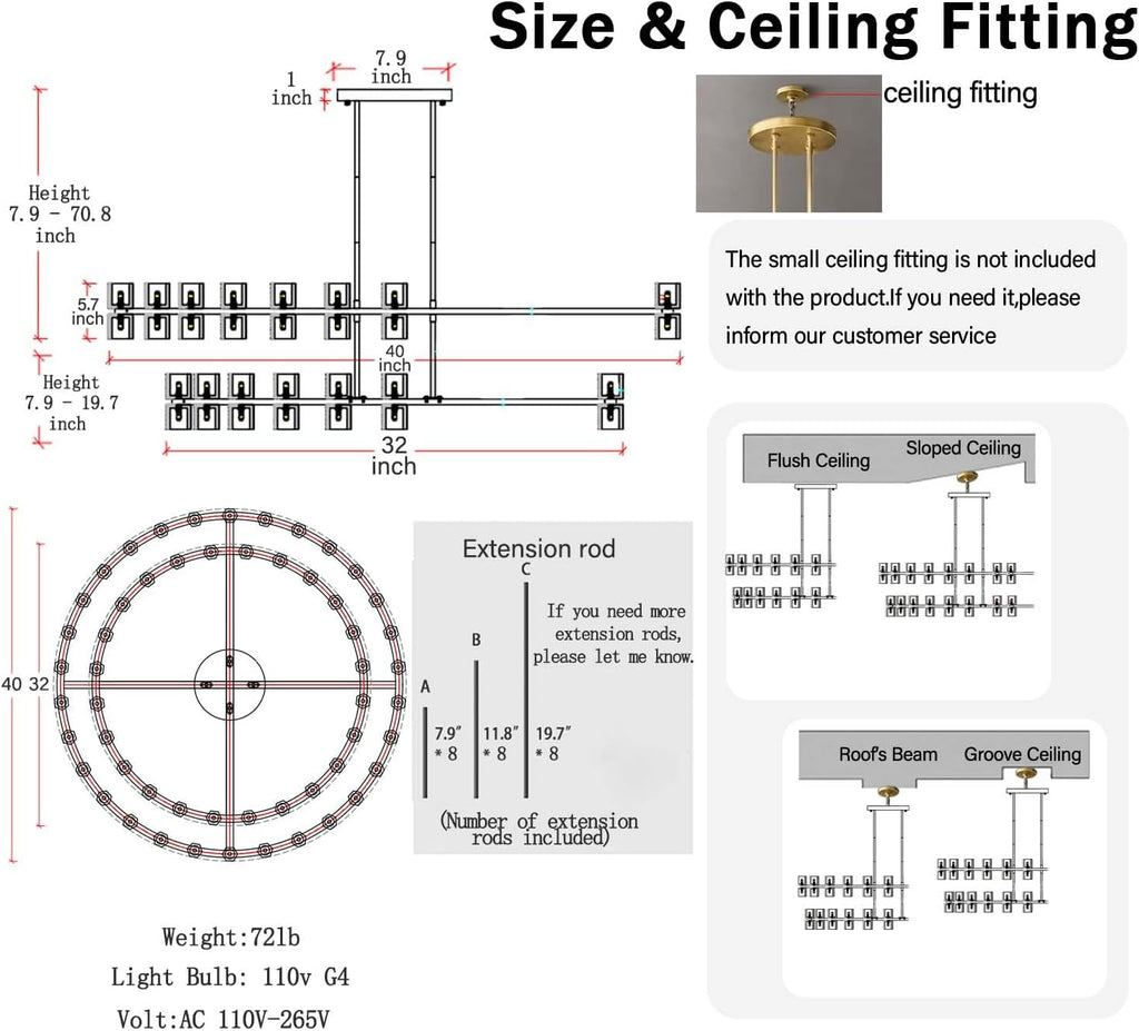 Inspired Arcachon Style 2-Tier Round Wagon Wheel Chandelier, 32" + 40" 72-Light Gold — Foyer, Great Room & Dining