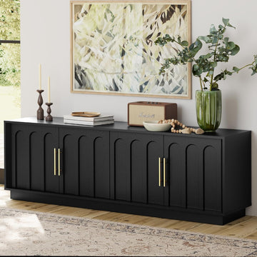 TV Stand for 75 Inch TV, 67" Entertainment Center with Arched Design, Minimalist Media Console with Adjustable